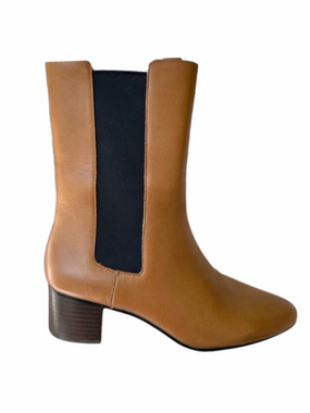 J. Crew Chelsea Brown Size 8 Boots Leather High-Shaft Stacked Heel Boots